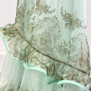 Pure Silk Mint Green Pearl  Skirt Set