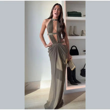 Load image into Gallery viewer, Hollow Out Sequin Halter Dress