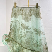 Load image into Gallery viewer, Pure Silk Mint Green Pearl  Skirt Set