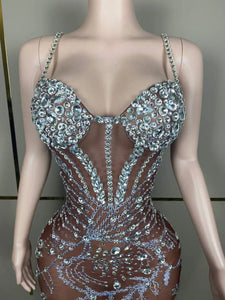 Stunning Crystals Mesh Stretch Dress