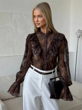 Load image into Gallery viewer, Lace Ruffled Printed Shirt