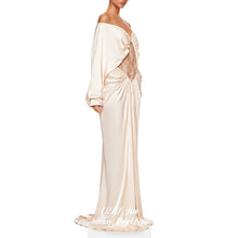 Load image into Gallery viewer, Celeste Ivory Satin &amp; Lace Gown