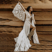 Load image into Gallery viewer, Long Split Bell Sleeves Boho Bridal Gowns