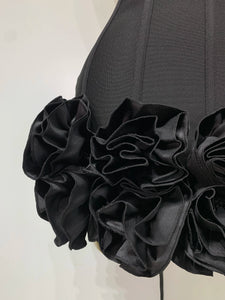 Strapless Flower Prom Gown Mini Dress