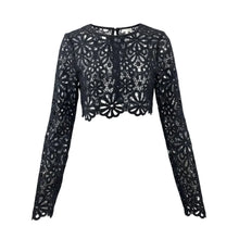 Load image into Gallery viewer, Luxury editorial fashion featuring a black floral lace crop top with faux leather fringe shorts styled in two different ways: one with crystal heels and one with statement boots and a black headscarf, showcasing the versatility of The Mineli Edit.