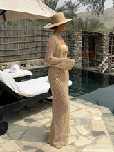 Load image into Gallery viewer, Sexy U-neck Bell Sleeve Knit Maxi Dress
