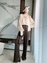 Load image into Gallery viewer, Satin Blouses Stylish Big Bow Shirt