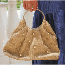 Load image into Gallery viewer, Boho Beaded Straw Handbag