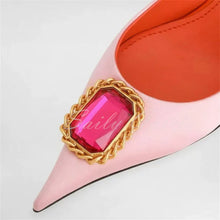 Load image into Gallery viewer, Rosé Jewel Slingback Heels