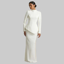 Load image into Gallery viewer, Cream High-Neck Tailored Maxi Dress