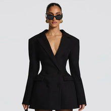 Load image into Gallery viewer, Solid Waist Cinching Blazer Dress