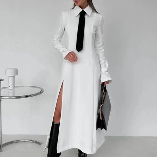Slim White Office Dress