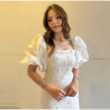 Load image into Gallery viewer, Elegant Puff Sleeve Pearl Long Dress