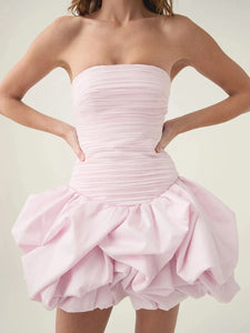 Solid Spliced Ruffles Slimming Dress