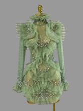 Load image into Gallery viewer, Sparkly Rhinestone Mesh See Through Mini Dress