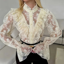 Load image into Gallery viewer, Lace Ruffled Printed Shirt