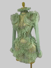 Load image into Gallery viewer, Sparkly Rhinestone Mesh See Through Mini Dress