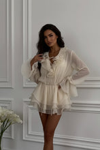 Load image into Gallery viewer, Solid Lace Up Ruffle Mini Vestido