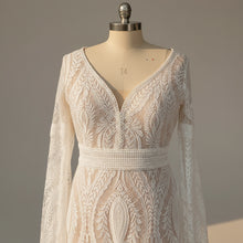 Load image into Gallery viewer, Long Split Bell Sleeves Boho Bridal Gowns