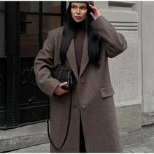 Load image into Gallery viewer, Fashion Waist Cinching Woolen Long Coat