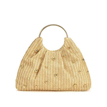 Load image into Gallery viewer, Boho Beaded Straw Handbag