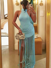 Load image into Gallery viewer, Velvet Tassel Hem Dress