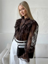 Load image into Gallery viewer, Lace Ruffled Printed Shirt