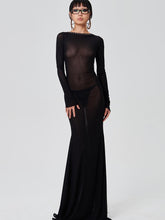 Load image into Gallery viewer, Mesh Black Long Sleeve Backless See Through