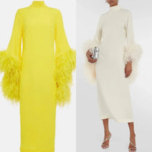 Load image into Gallery viewer, Customized Evening Jersey Feather Draped