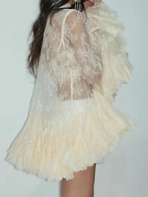 Load image into Gallery viewer, Sheer Spliced Ruffles Folds Mini Dress