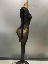 Load image into Gallery viewer, Shinny Rhinestone Stretch Mesh Transparent Dress