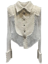 Load image into Gallery viewer, Lace Mesh Patchwork Tweed Shirt