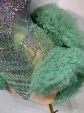 Load image into Gallery viewer, Strapless Backless Green Diamonds Mesh Dress