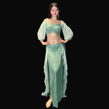 Load image into Gallery viewer, Short Sleeves Top+split Long Skirt 2pcs