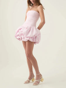 Solid Spliced Ruffles Slimming Dress