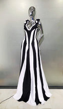 Load image into Gallery viewer, White and Black Bandage long Dress