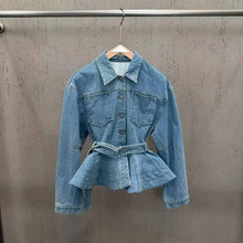 Load image into Gallery viewer, New Style Long-sleeve With Belt Waist Denim