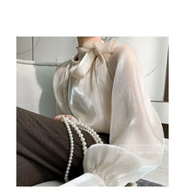 Load image into Gallery viewer, Satin Blouses Stylish Big Bow Shirt