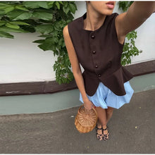 Load image into Gallery viewer, Casual Sleeveless Vests Skirts Suits