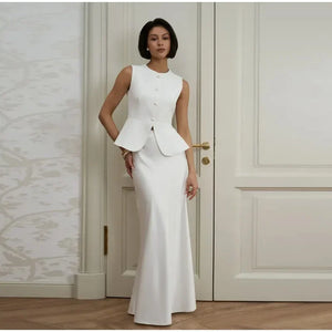Casual Sleeveless Vests Skirts Suits