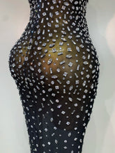 Load image into Gallery viewer, Luxury Rhinestones Sexy Transparent Mesh Maxi Long Dress