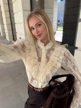 Load image into Gallery viewer, Lace Ruffled Printed Shirt
