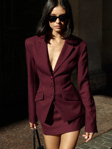 Blazer With High Waist Mini Skirt Set