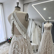 Load image into Gallery viewer, Lace A Line Halter Wedding Dress