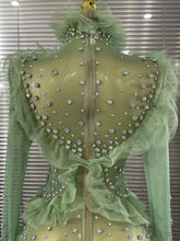 Load image into Gallery viewer, Sparkly Rhinestone Mesh See Through Mini Dress