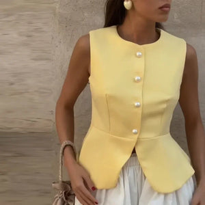 Casual Sleeveless Vests Skirts Suits