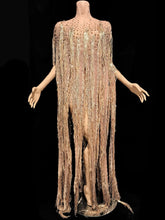 Load image into Gallery viewer, Mesh See Through Tassel Cloak Mini Dress