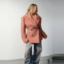 Load image into Gallery viewer, Elegant Striped  Blazer Lapel Full Sleeve