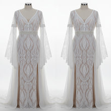 Load image into Gallery viewer, Long Split Bell Sleeves Boho Bridal Gowns