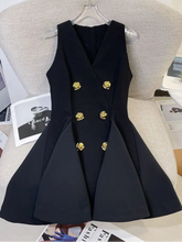 Load image into Gallery viewer, French Socialite Sweet Sleeveless Black Dress
